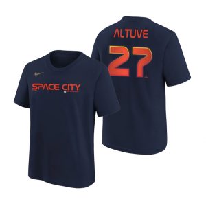 Fantastic Houston Astros #27 Jose Altuve Navy Nike Youth 2022 City Connect T Shirt Collectors this is a must have Add it to your collection by ordering