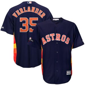 Fantastic Houston Astros #35 Justin Verlander Majestic 2019 Postseason Official Cool Base Player Jersey Navy