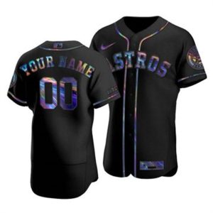 Fantastic Houston Astros Custom Men's Nike Iridescent Holographic Collection MLB Jersey   Black