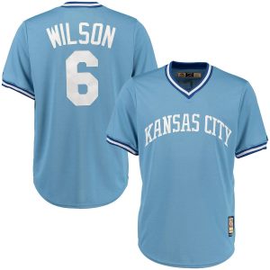 Fantastic Kansas City Royals #6 Willie Wilson Majestic Cool Base Cooperstown Collection Player Jersey Blue