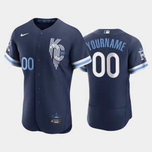 Fantastic Kansas City Royals Custom Men's Nike Authentic 2022 City Connect Navy Jersey