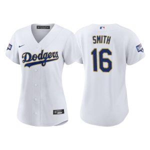 Fantastic Los Angeles Dodgers #16 Will Smith Women's Nike 2021 Gold Program World Series Champions MLB Jersey Whtie Retailers boost your inventory Order now to meet customer demand