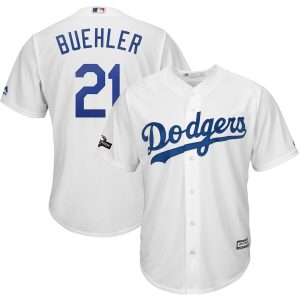 Fantastic Los Angeles Dodgers #21 Walker Buehler Majestic 2019 Postseason Home Official Cool Base Player Jersey White