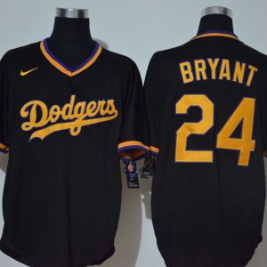 Fantastic Los Angeles Dodgers #24 Kobe Bryant Men's Nike Black Golden No. Cool Base MLB Jersey