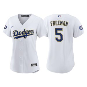 Fantastic Los Angeles Dodgers #5 Freddie Freeman Women's Nike 2021 Gold Program World Series Champions MLB Jersey   Whtie With high demand Don't miss out Order now to wear your team colors