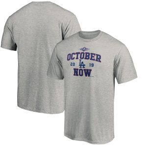 Premium Los Angeles Dodgers Majestic 2019 Postseason ACE T Shirt Heather Gray