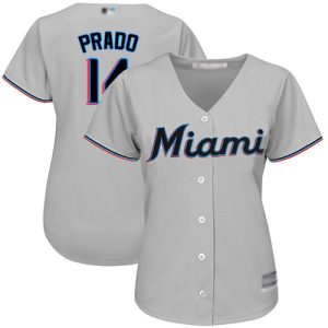 Fantastic Marlins #14 Martin Prado Grey Road Women's Stitched MLB Jersey For a short time available Grab yours quickly to own a team jersey