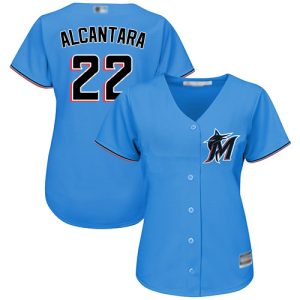Fantastic Marlins #22 Sandy Alcantara Blue Alternate Women's Stitched MLB Jersey Collectors this is a must have Add it to your collection by ordering