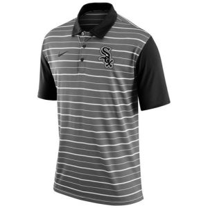 Fantastic Men's Chicago White Sox Nike Gray Dri FIT Stripe Polo
