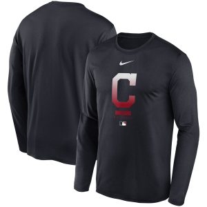 Fantastic Men's Cleveland Guardians Nike Navy Authentic Collection Legend Performance Long Sleeve T Shirt Be among the first buyers Order now to enjoy top notch quality