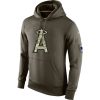 Fantastic Men's Los Angeles Angels Nike Olive Salute To Service KO Performance Hoodie