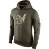 Fantastic Men's Milwaukee Brewers Nike Olive Salute To Service KO Performance Hoodie