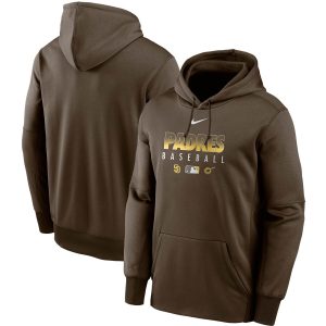 Fantastic Men's San Diego Padres Nike Brown Authentic Collection Therma Performance Pullover Hoodie