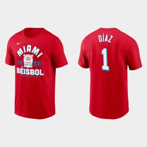 Fantastic Miami Marlins #1 Isan Diaz Men's Nike 2021 City Connect T Shirt Red Be among the first buyers Order now to enjoy top notch quality