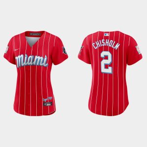 Fantastic Miami Marlins #2 Jazz Chisholm Jr. Women's Nike 2021 City Connect Authentic MLB Jersey Red Retailers boost your inventory Order now to meet customer demand