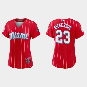 Fantastic Miami Marlins #23 Corey Dickerson Women's Nike 2021 City Connect Authentic MLB Jersey Red Retailers boost your inventory Order now to meet customer demand
