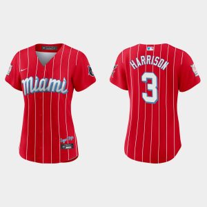 Fantastic Miami Marlins #3 Monte Harrison Women's Nike 2021 City Connect Authentic MLB Jersey Red Sports fans this is your chance Order soon to be part of the action
