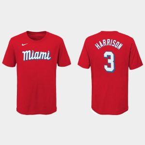 Fantastic Miami Marlins #3 Monte Harrison Youth Nike 2021 City Connect Wordmark T Shirt Red With high demand Don't miss out Order now to wear your team colors