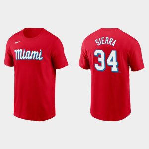Fantastic Miami Marlins #34 Magneuris Sierra Men's Nike 2021 City Connect Wordmark T Shirt Red For a short time available Grab yours quickly to own a team jersey