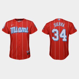 Fantastic Miami Marlins #34 Magneuris Sierra Youth Nike 2021 City Connect Authentic MLB Jersey Red Act fast Only a few left Secure yours today