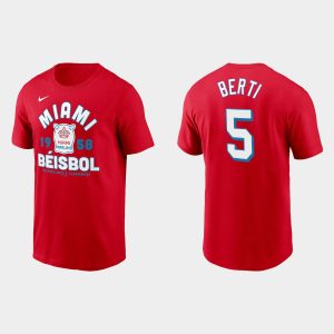 Fantastic Miami Marlins #5 Jon Berti Men's Nike 2021 City Connect T Shirt Red Sports fans this is your chance Order soon to be part of the action