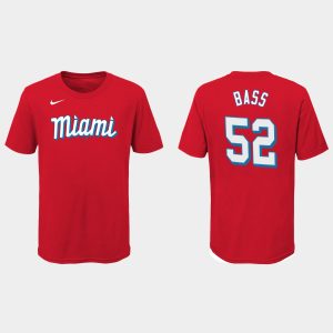 Fantastic Miami Marlins #52 Anthony Bass Youth Nike 2021 City Connect Wordmark T Shirt Red Limited stock Order now to show your love for your team