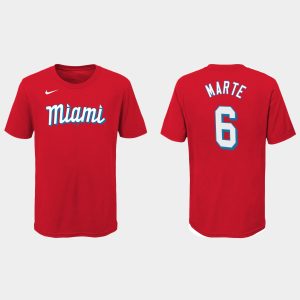 Fantastic Miami Marlins #6 Starling Marte Youth Nike 2021 City Connect Wordmark T Shirt Red With high demand Don't miss out Order now to wear your team colors