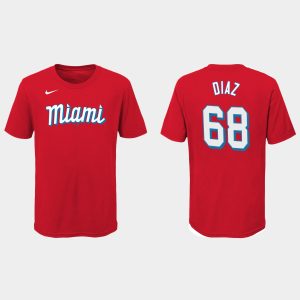 Fantastic Miami Marlins #68 Lewin Diaz Youth Nike 2021 City Connect Wordmark T Shirt Red With high demand Don't miss out Order now to wear your team colors