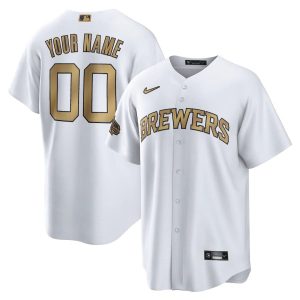 Fantastic Milwaukee Brewers Custom Men's Nike White 2022 MLB All Star Game Replica Jersey