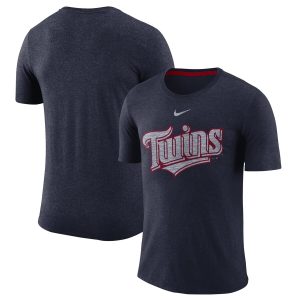 Fantastic Minnesota Twins Nike Wordmark Tri Blend T Shirt Navy