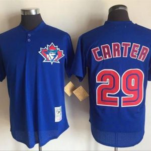 Fantastic Mitchell And Ness 1997 Blue Jays #29 Joe Carter Blue Throwback Stitched MLB Jersey