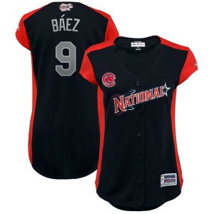Fantastic National League #9 Javier Baez Majestic Women's 2019 MLB All Star Game Workout Player Jersey Navy Hurry Exclusive offer Place your order immediately for a great jersey