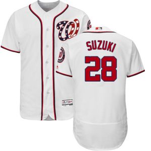 Fantastic Nationals #28 Kurt Suzuki White Flexbase Authentic Collection Stitched MLB Jersey