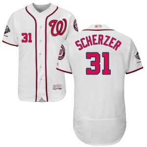 Fantastic Nationals #31 Max Scherzer White Flexbase Authentic Collection 2019 World Series Champions Stitched MLB Jersey