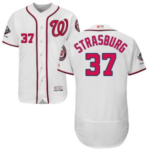 Fantastic Nationals #37 Stephen Strasburg White Flexbase Authentic Collection 2019 World Series Champions Stitched MLB Jersey