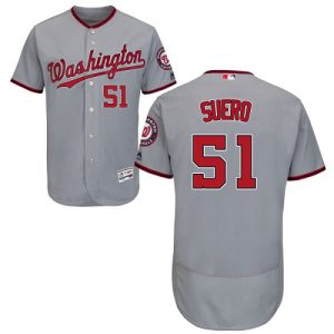 Fantastic Nationals #51 Wander Suero Grey Flexbase Authentic Collection Stitched MLB Jersey