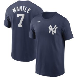 Fantastic New York Yankees #7 Mickey Mantle Nike Cooperstown Collection Name & Number T Shirt Navy For a short time available Grab yours quickly to own a team jersey