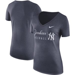 Fantastic New York Yankees Nike Women's Practice Tri Blend V Neck T Shirt Navy