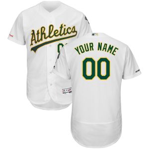 Fantastic Oakland Athletics Majestic Home Flex Base Authentic Collection Custom Jersey White