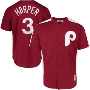 Fantastic Philadelphia Phillies #3 Bryce Harper Majestic 1979 Saturday Night Special Cool Base Cooperstown Player Jersey Maroon