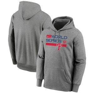 Fantastic Philadelphia Phillies Heather Charcoal Nike 2022 World Series Authentic Collection Dugout Pullover Hoodie