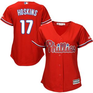 Fantastic Phillies #17 Rhys Hoskins Red Alternate Women's Stitched MLB Jersey Sports enthusiasts seize this opportunity Order now to feel the game excitement
