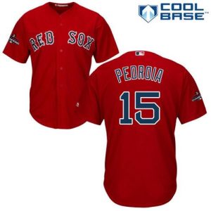 Fantastic Red Sox #15 Dustin Pedroia Red New Cool Base 2018 World Series Champions Stitched MLB Jersey