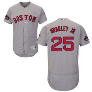 Fantastic Red Sox #25 Jackie Bradley Jr Grey Flexbase Authentic Collection 2018 World Series Champions Stitched MLB Jersey