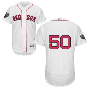 Fantastic Red Sox #50 Mookie Betts White Flexbase Authentic Collection 2018 World Series Stitched MLB Jersey