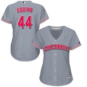 Fantastic Reds #44 Aristides Aquino Grey Road Women's Stitched MLB Jersey With high demand Don't miss out Order now to wear your team colors