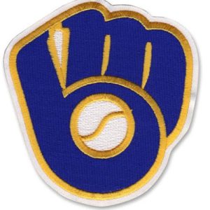 Fantastic Stitched MLB Milwaukee Brewers Glove & Ball Retro Logo Patch (White Border)