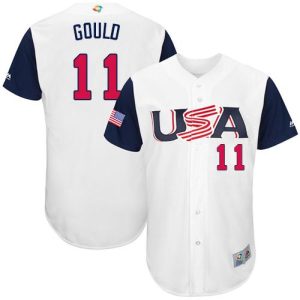 Fantastic Team USA #11 Josh Gould White 2017 World MLB Classic Authentic Stitched MLB Jersey