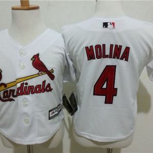 Fantastic Toddler Cardinals #4 Yadier Molina White Cool Base Stitched MLB Jersey Limited stock Order now to show your love for your team