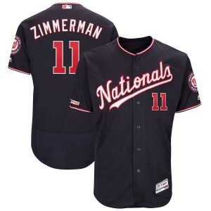 Fantastic Washington Nationals #11 Ryan Zimmerman Majestic Alternate Authentic Collection Flex Base Player Jersey Navy